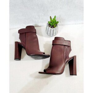 Vince Womens Burgundy Brigham Oxblood Open Toe Bootie Leather Upper‎ Size 7M